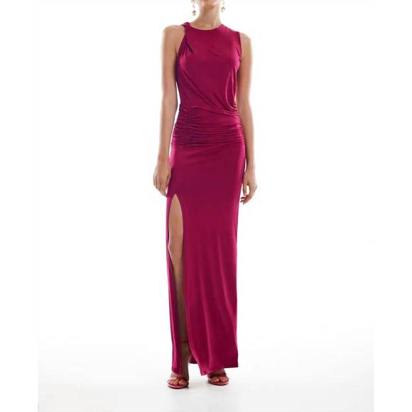 KRISA Dresses & Skirts - NEW KRISA twist shoulder maxi dress in magenta